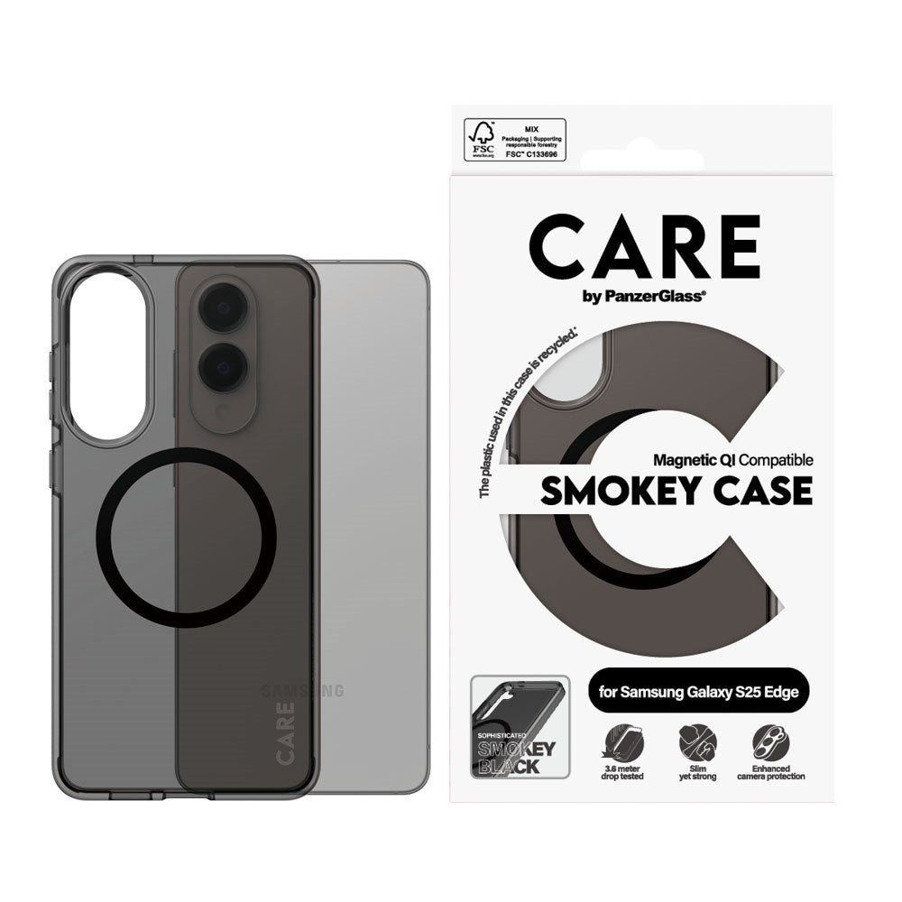 CARE by PanzerGlass Samsung Galaxy S25 Edge FLAGSHIP Urban Combat Deksel - MagSafe Kompatibel - Smokey / Black