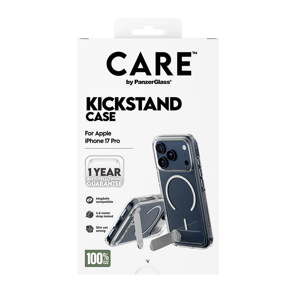 CARE by PanzerGlass iPhone 17 Pro Feature Kickstand Deksel - MagSafe Kompatibel - Transparent / Silver
