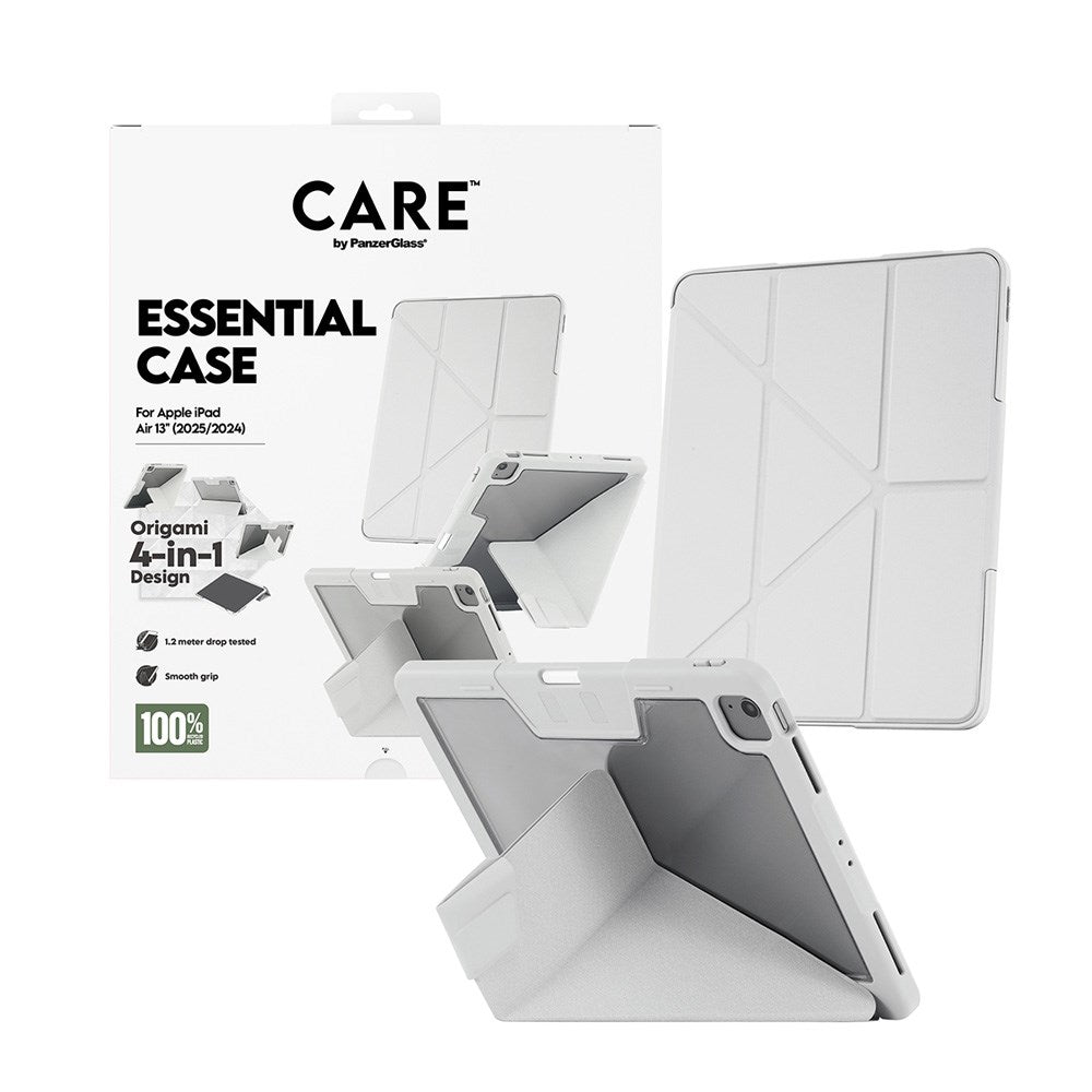 iPad Air 13" (2025 / 2024) Care by PanzerGlass Essential Case - Stående Funksjon - Grå