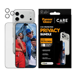 iPhone 18 Pro Max CARE by PanzerGlass 3-i-1 FLAGSHIP Bundle - Deksel / Privacy Skjermbeskyttelse (UWF) / Kamerabeskyttelse - Gjennomsiktig / Svart