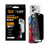 iPhone 18 Pro Max CARE by PanzerGlass 3-i-1 FLAGSHIP Bundle - Deksel / Privacy Skjermbeskyttelse (UWF) / Kamerabeskyttelse - Gjennomsiktig / Svart