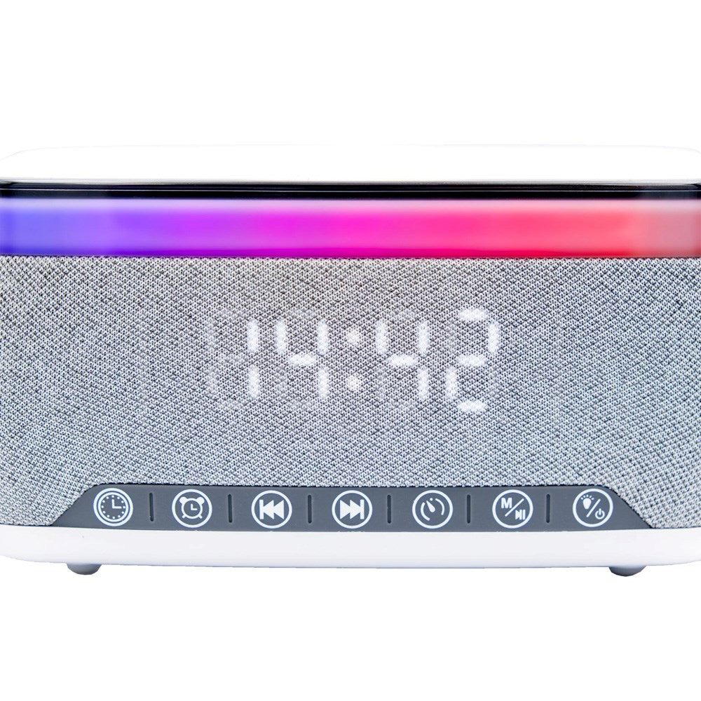 Denver CRQ-225 FM-Klokkeradio med Trådløs Lading & Bluetooth - Grå