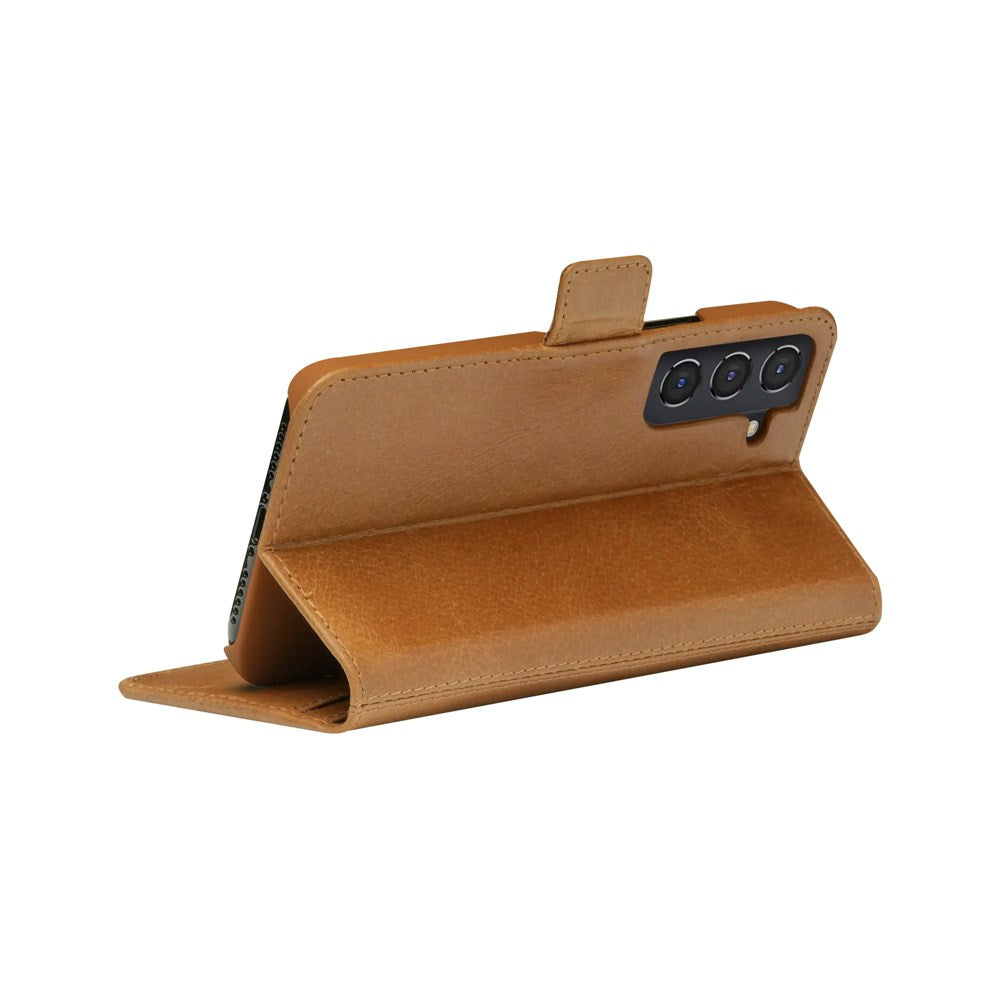 Samsung Galaxy S22 dbramante1928 Copenhagen Slim Ekte Skinn Flip Deksel m. Lommebok - Tan