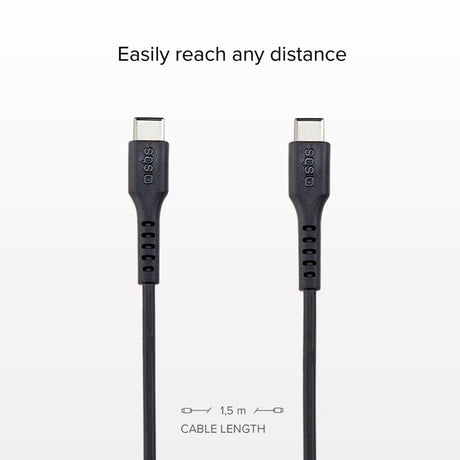 SBS USB-C til USB-C Kabel - 1.5 Meter - 25W (PD) - Svart