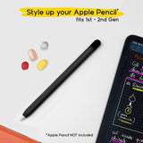 doodroo Apple Pencil 1 & 2nd Gen. Silikontrekk med 5 Fargerike ender – Svart