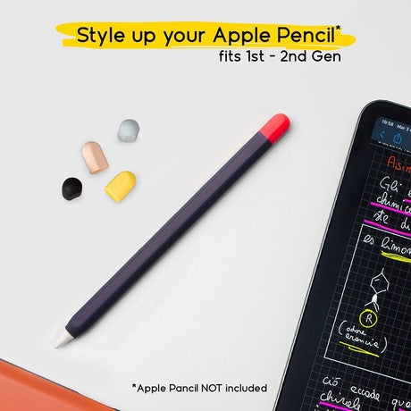 doodroo Apple Pencil 1 & 2nd Gen. Silikontrekk med 5 Fargerike ender – Blå