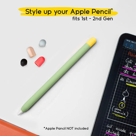 doodroo Apple Pencil 1 & 2nd Gen. Silikontrekk med 5 Fargerike ender – Grønn