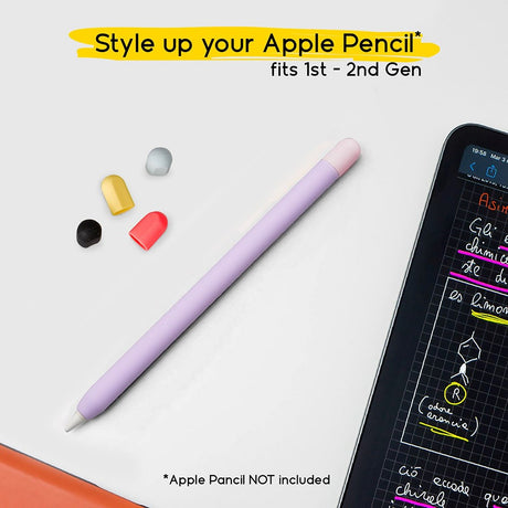 doodroo Apple Pencil 1 & 2nd Gen. Silikontrekk med 5 Fargerike ender – Lilla