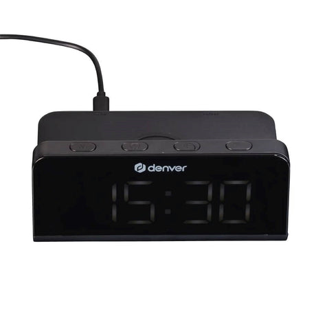 Denver ECQ-103MK2 Vekkerklokke m. Trådløs Lader - Svart