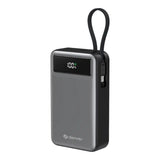 Denver PQCA-20650 65W PowerBank m. USB-A / USB-C / Innebygd USB-C Kabel - 20.000 mAh - Grå