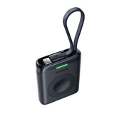 Baseus EnerFill 5W Powerbank for Apple Watch med Trådløs Lading & Innebygd USB-C Kabel - Svart
