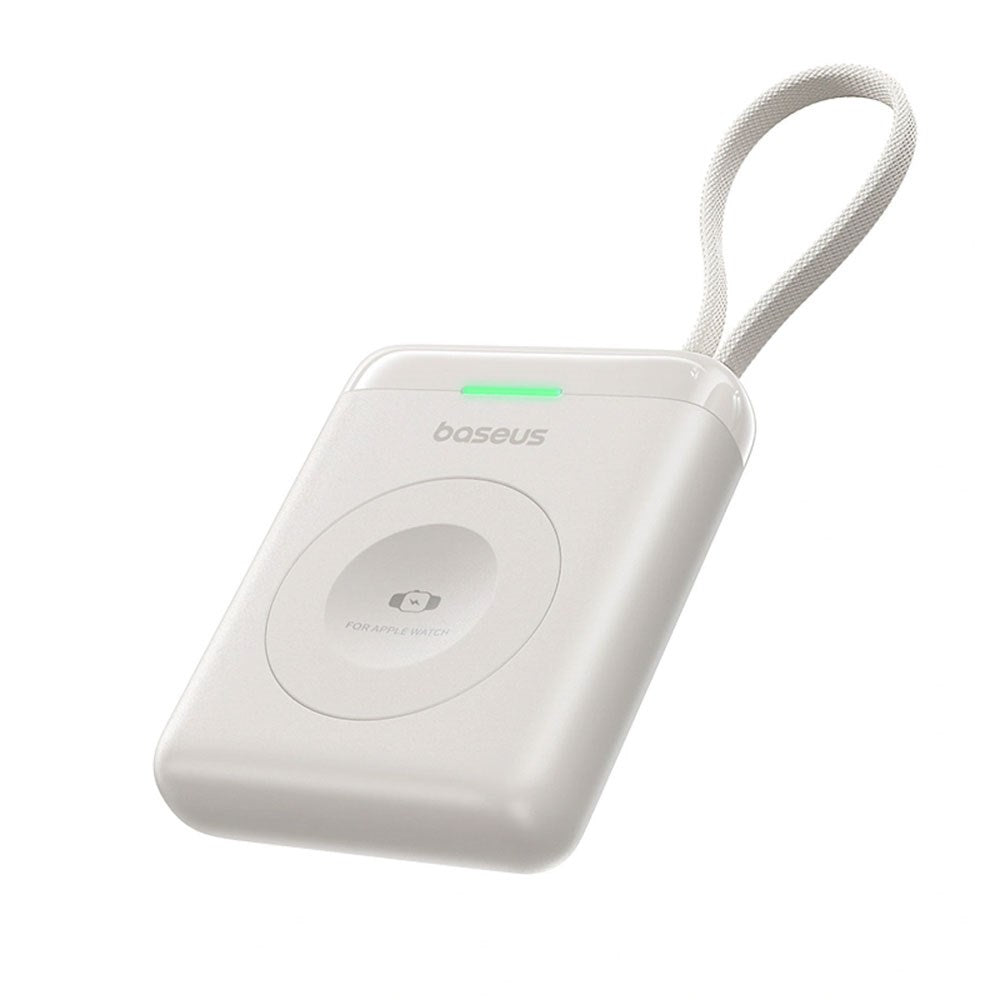 Baseus EnerFill 5W Powerbank for Apple Watch med Trådløs Lading & Innebygd USB-C Kabel - Hvit