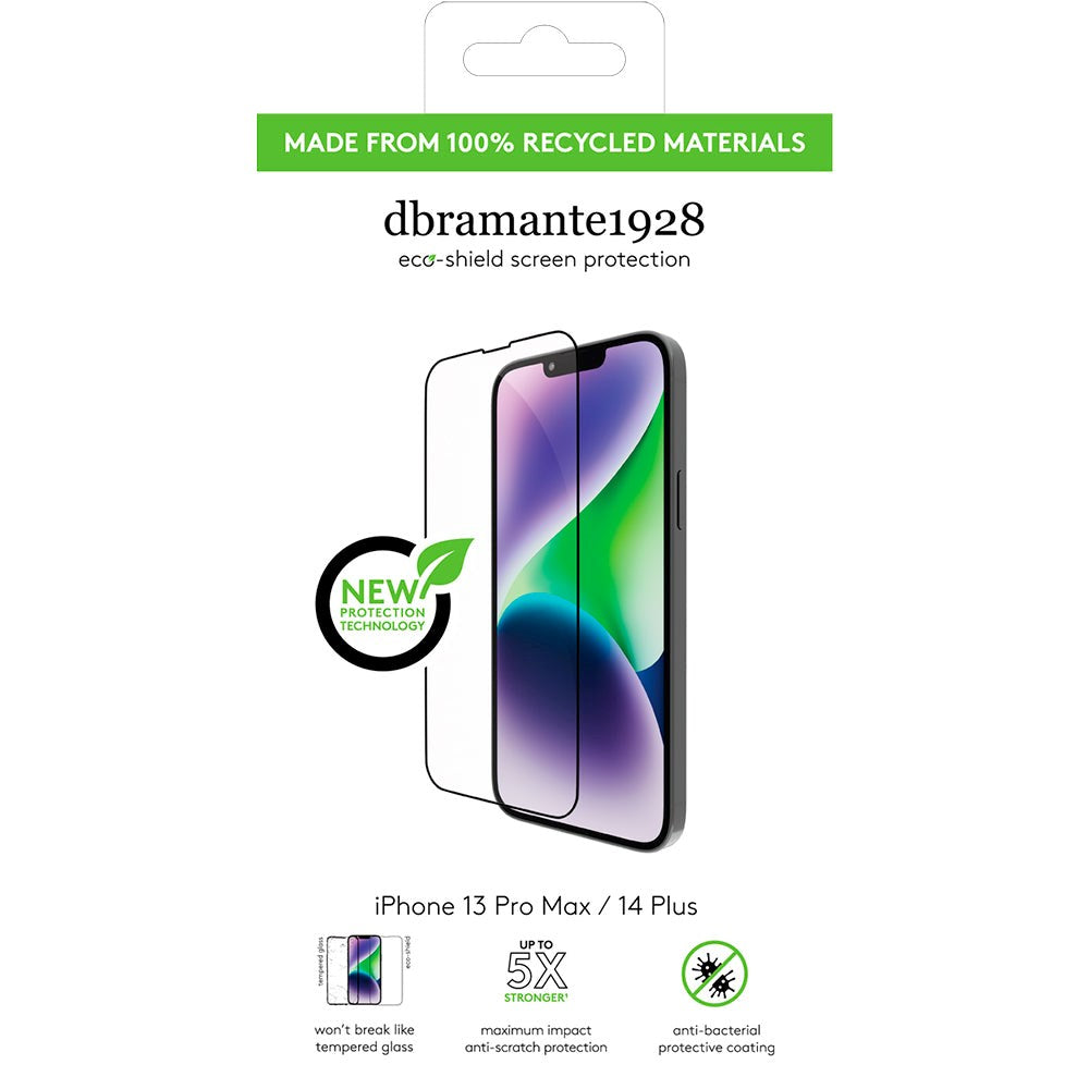 iPhone 14 Plus / 13 Pro Max dbramante1928 Eco-Shield Skjermbeskytter med Installasjonsramme - Svart Kant