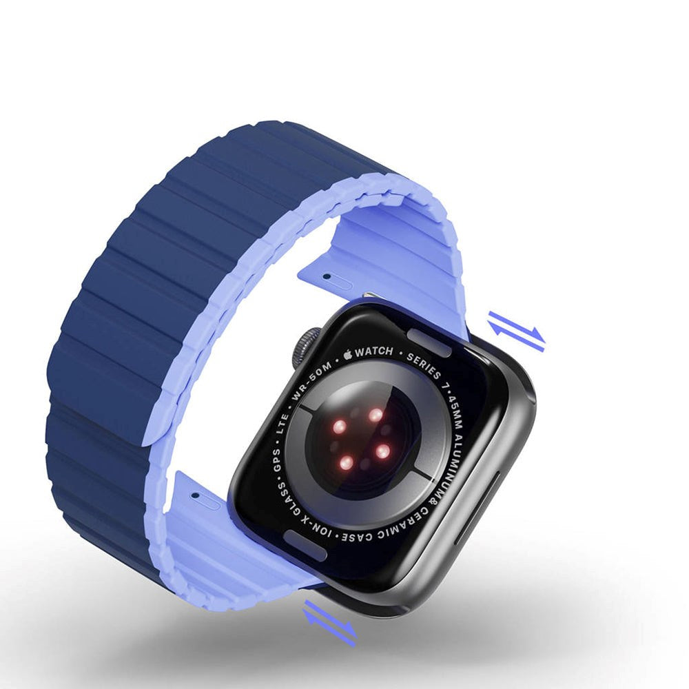 Apple Watch (42/44/SE/45/46/49mm) Dux Ducis LD-Series Silikon Klokkerem m. Magnetisk Lukking - Blå