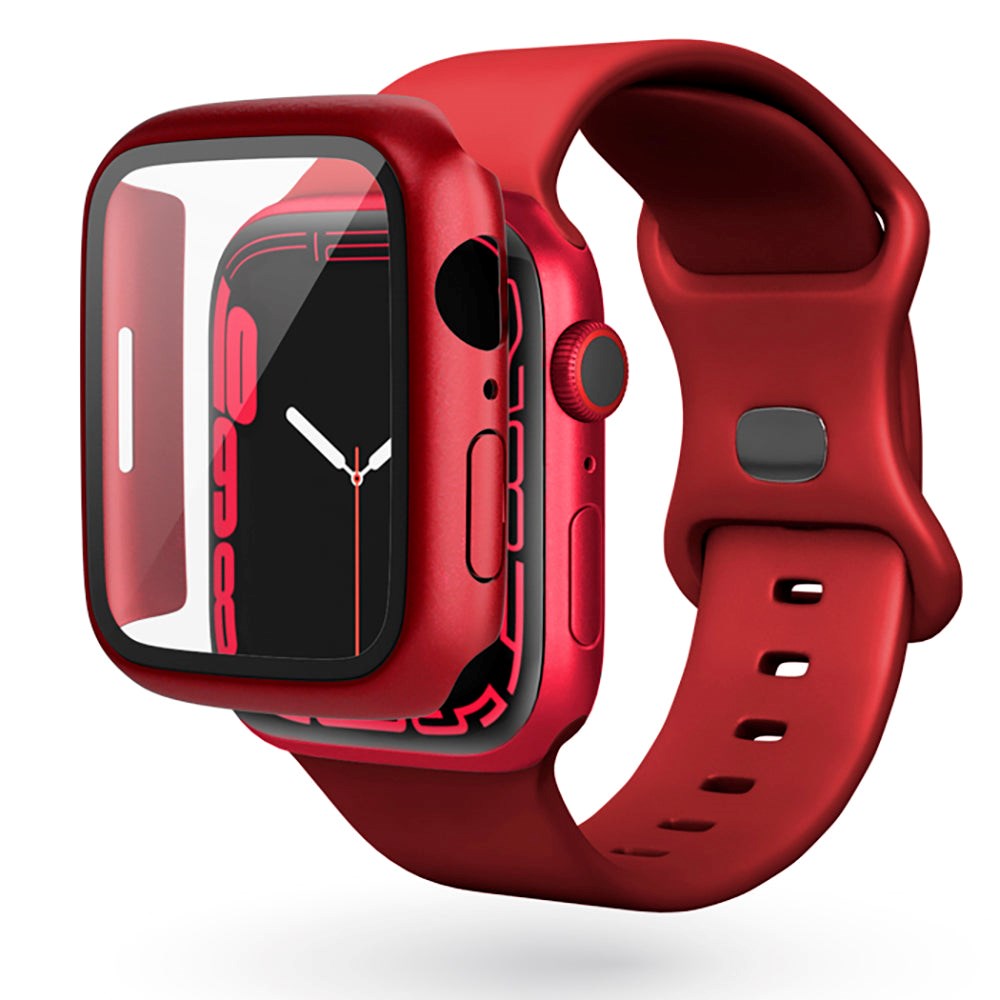 Epico Apple Watch 8/7 (45mm) Hardplastdeksel med innebygd skjermbeskytter - Rød