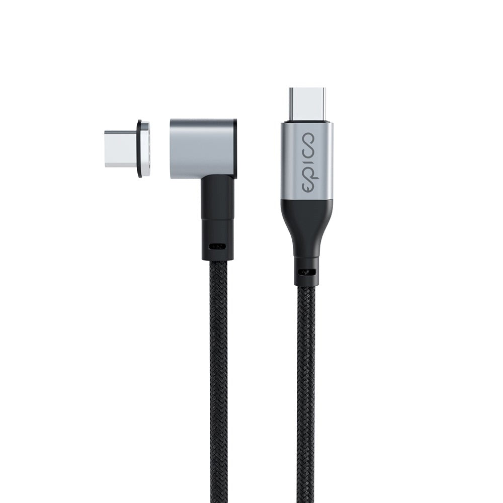 Epico Magnetisk Vinklet USB-C til USB-C Kabel 100W - 2m - Svart