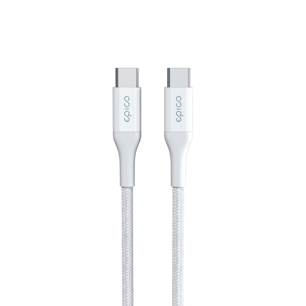 Epico Braided USB-C til USB-C Kabel PD 100W - 200cm - Hvit