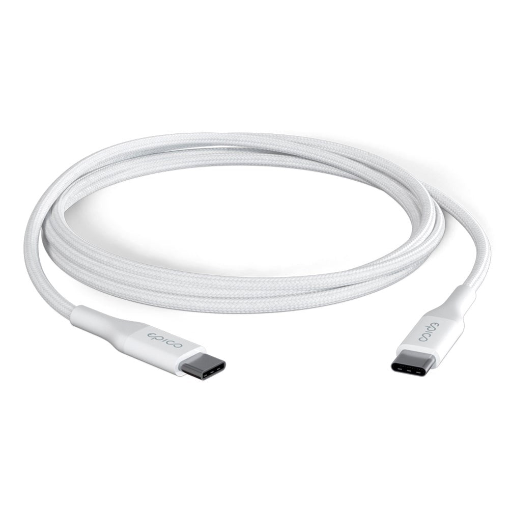 Epico Braided USB-C til USB-C Kabel PD 100W - 200cm - Hvit