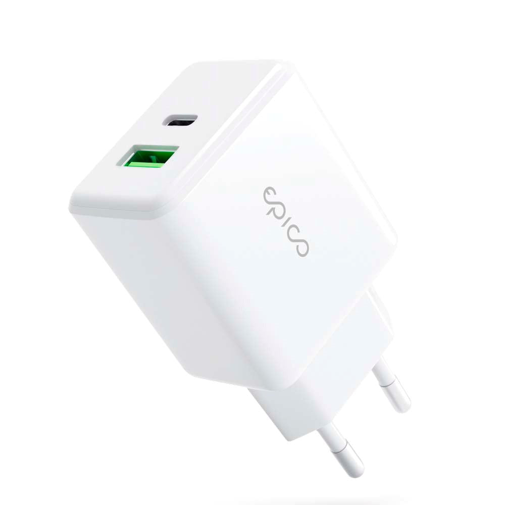 Epico Pro 2.0 Vegglader PD 38W med USB-C & USB-A - Hvit