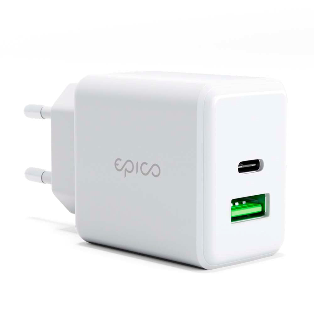 Epico Pro 2.0 Vegglader PD 38W med USB-C & USB-A - Hvit