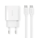 Epico Vegglader PD 20W m. USB-C til USB-C - Hvit