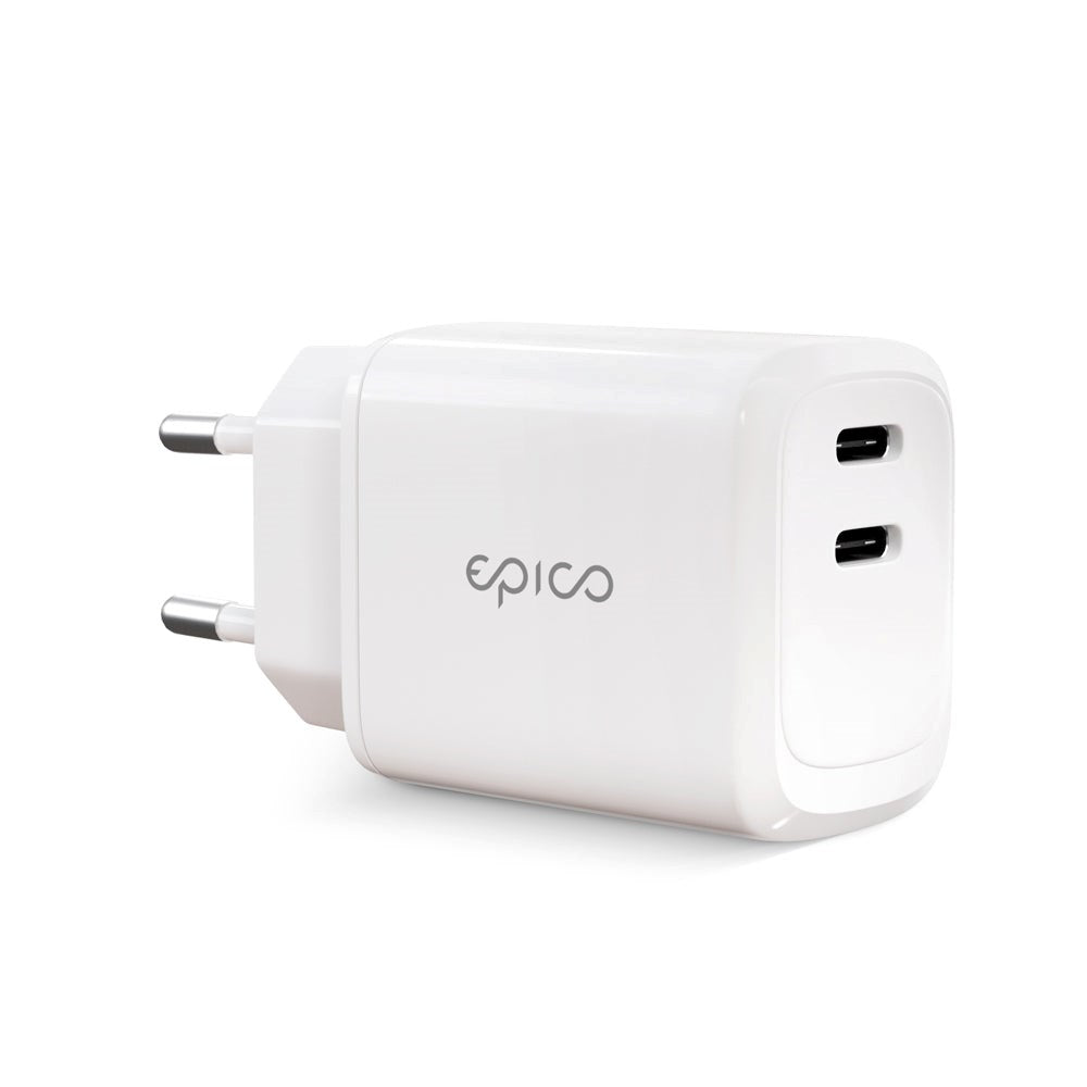 Epico Vegglader PD 45W m. 2 x USB-C - Hvit