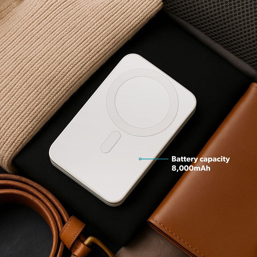 Epico 8000mAh Trådløs Powerbank med Stativfunksjon - Hvit