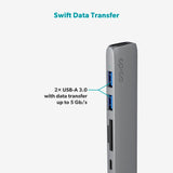 Epico 6-i-1 USB-C Adapter – Aluminium Design med 8K Oppløsning - Space Grey