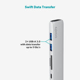 Epico 6-i-1 USB-C Adapter – Aluminium Design med 8K Oppløsning - Silver