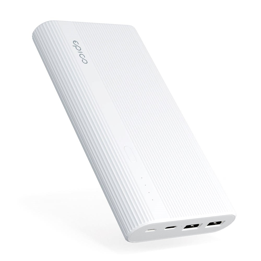 Epico Powerbank Multiport m. 2 x USB-A og 1 x USB-C - 20.100 mAh - Hvit