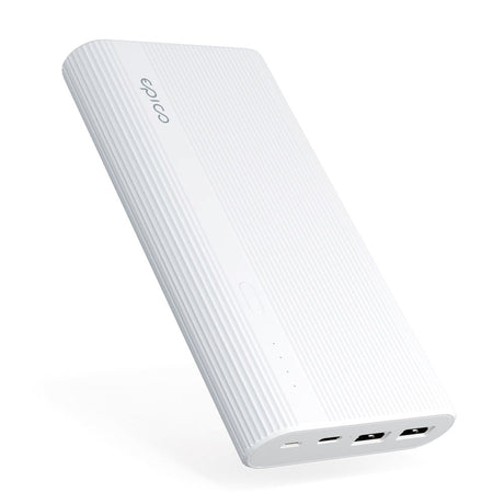 Epico Powerbank Multiport m. 2 x USB-A og 1 x USB-C - 20.100 mAh - Hvit