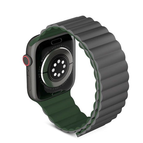 Apple Watch (38/40/SE/41/42mm) Epico Magnetisk Silikon Rem - Grå / Grønn