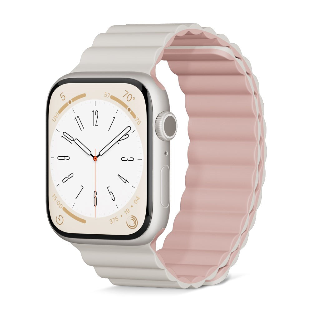 Apple Watch (42/44/SE/45/46/49mm) Epico Magnetisk Silikon Rem - Grå / Rosa