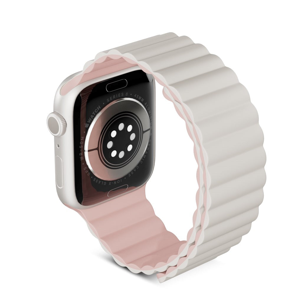 Apple Watch (38/40/SE/41/42mm) Epico Magnetisk Silikon Rem - Grå / Rosa