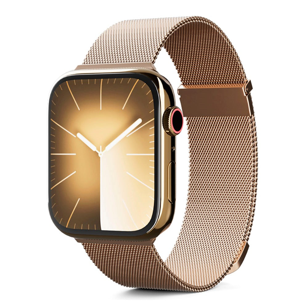 Apple Watch (42/44/SE/45/46/49mm) Epico Milanese+ (Plus) Rustfri Stål Rem - Gold