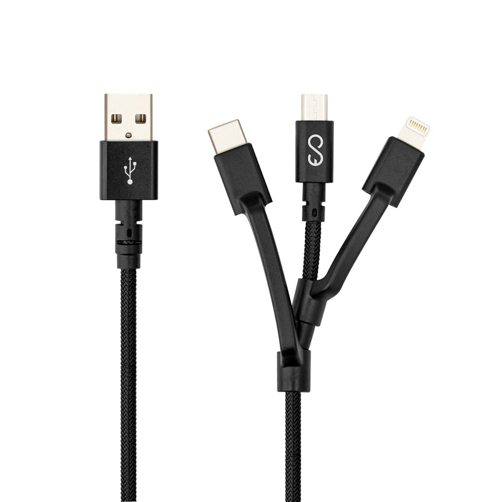 Epico 3in1 Multi Kabel - USB-C / Lightning / Micro USB - Svart