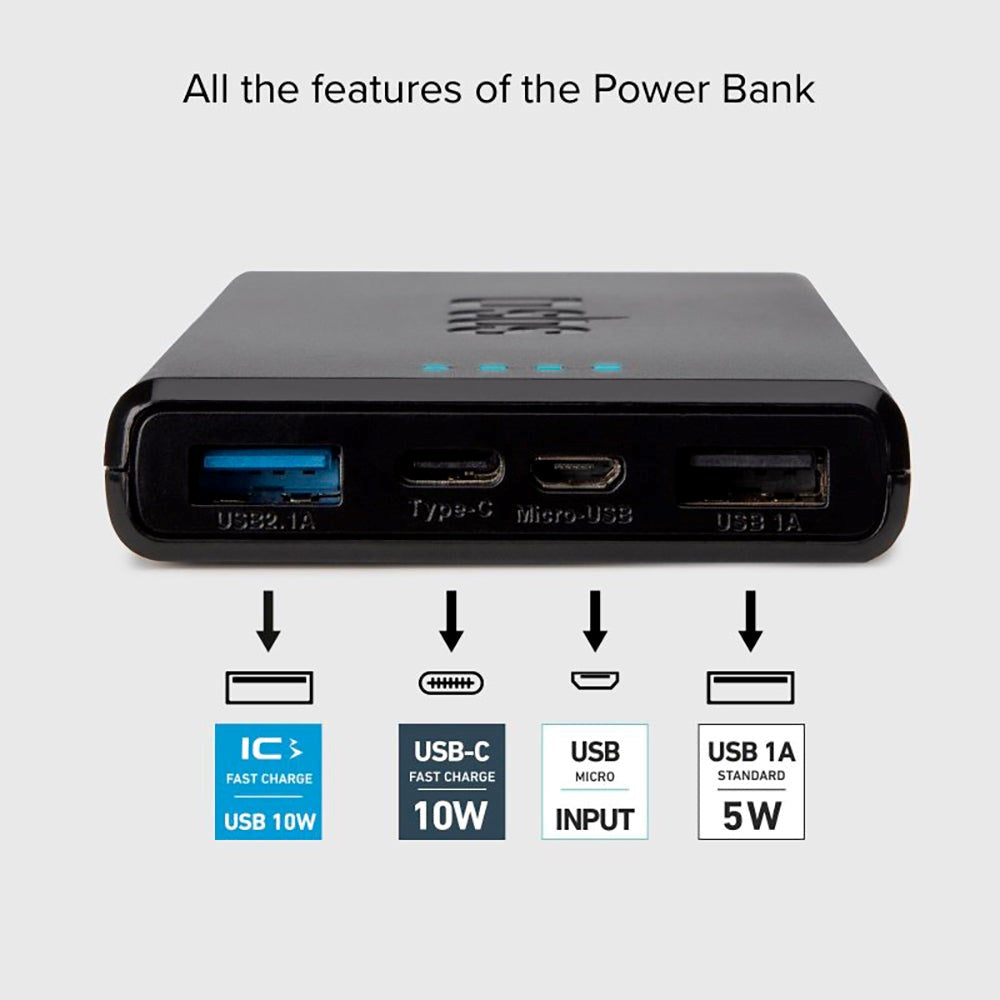 SBS Powerbank m. 2x USB-A & 1x USB-C 10W - 10.000 mAh - Svart