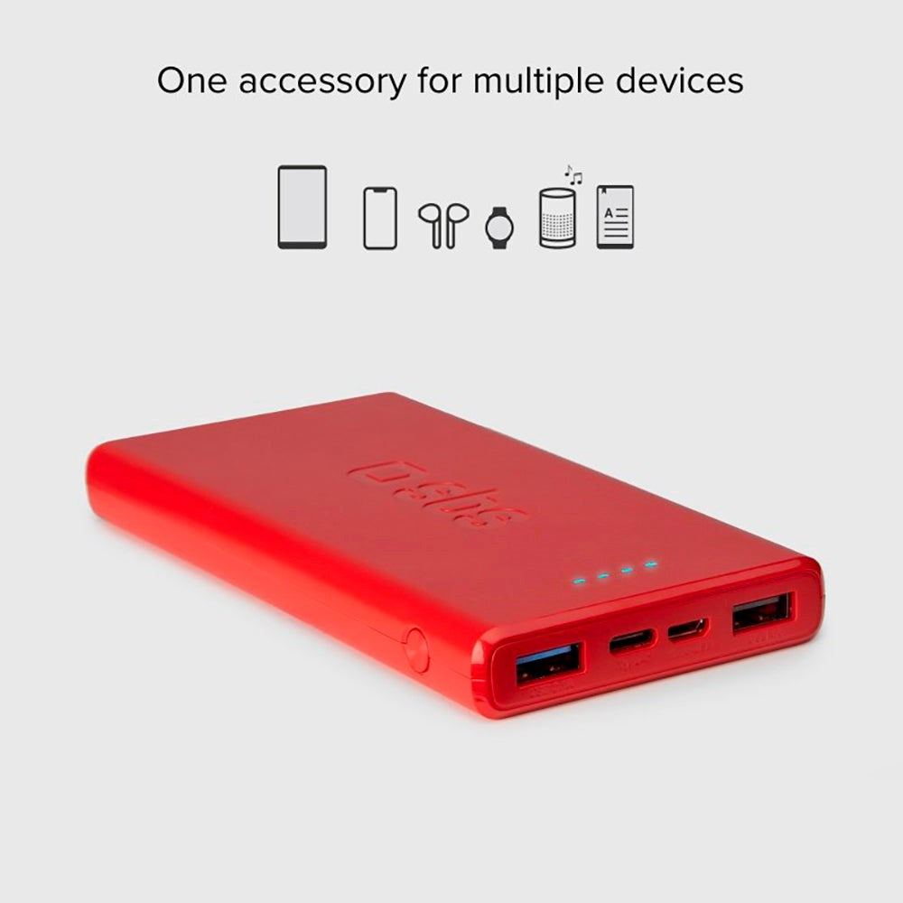 SBS Powerbank m. 2x USB-A & 1x USB-C 10W - 10.000 mAh - Rød