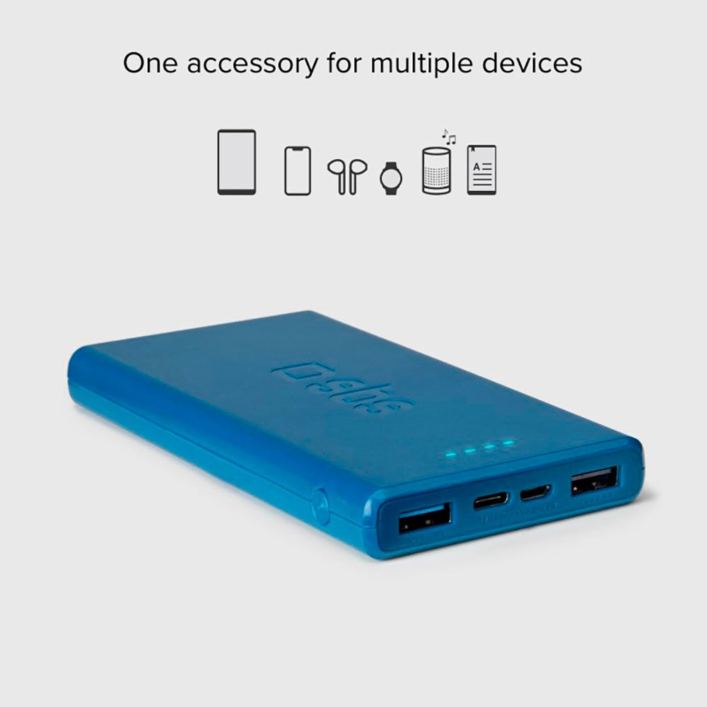 SBS Powerbank m. 2x USB-A & 1x USB-C 10W - 10.000 mAh - Blå