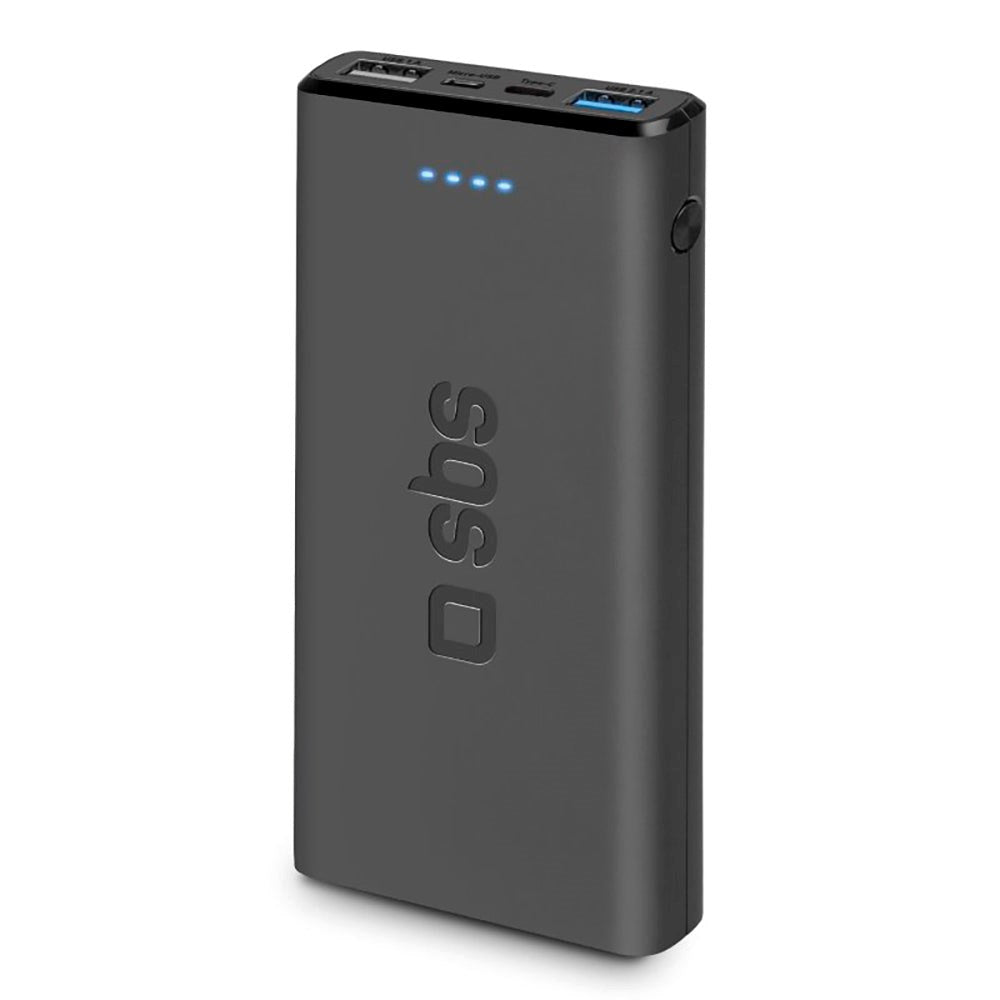 SBS Powerbank m. 2x USB-A & 1x USB-C 10W - 10.000 mAh - Svart