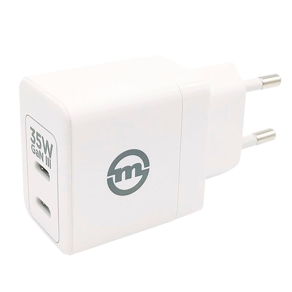 Mobile Origin 35W Super Charger GaN Vegglader med 2x USB-C - Hvit