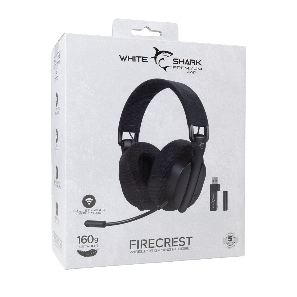 White Shark FIRECREST Trådløs Over-Ear Gaming Headset - Svart