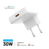 FAST Slank 30W USB-C - GaN Lader - Vinklet - Hvit