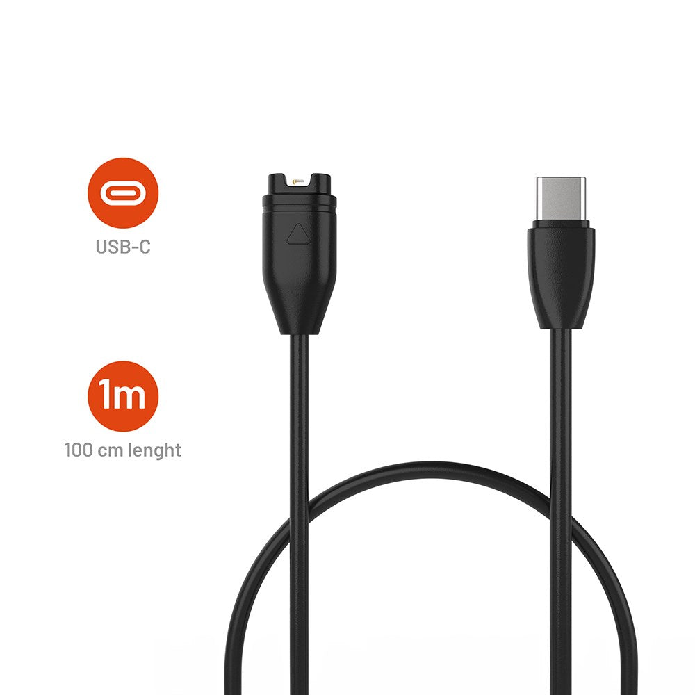 Fixed USB-C Ladekabel for Garmin Smartwatch - Svart