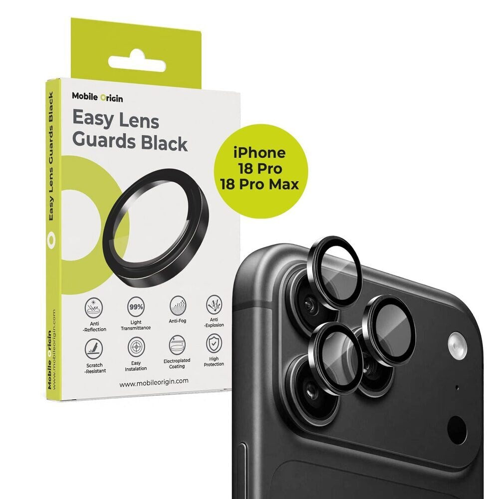 iPhone 18 Pro / 18 Pro Max Mobile Origin Easy Kameralinsebeskytter - Svart
