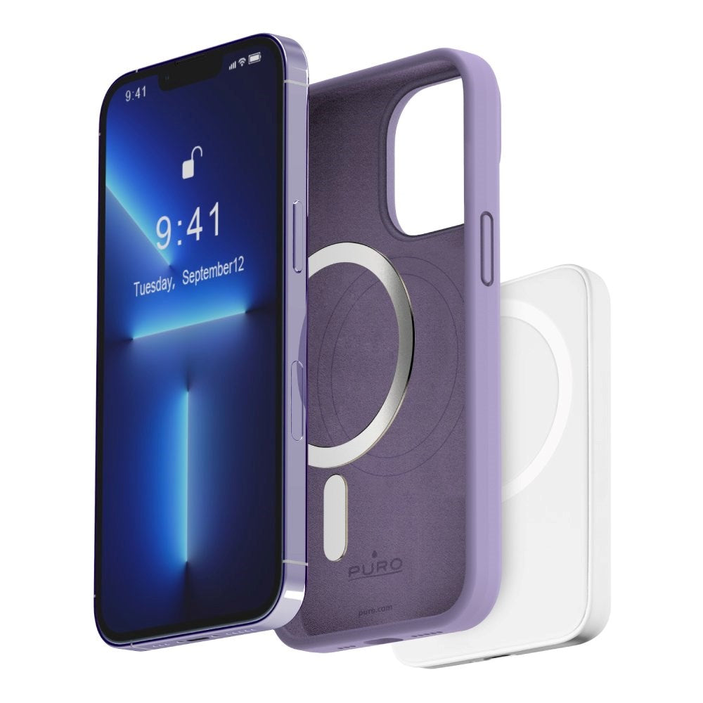 iPhone 14 Pro PURO ICON MAG Silikon Deksel - MagSafe Kompatibel - Lilla