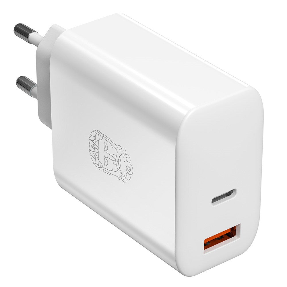 Upström Circular PD 65W Bærekraftig Vegglader med USB-C & USB-A - Hvit