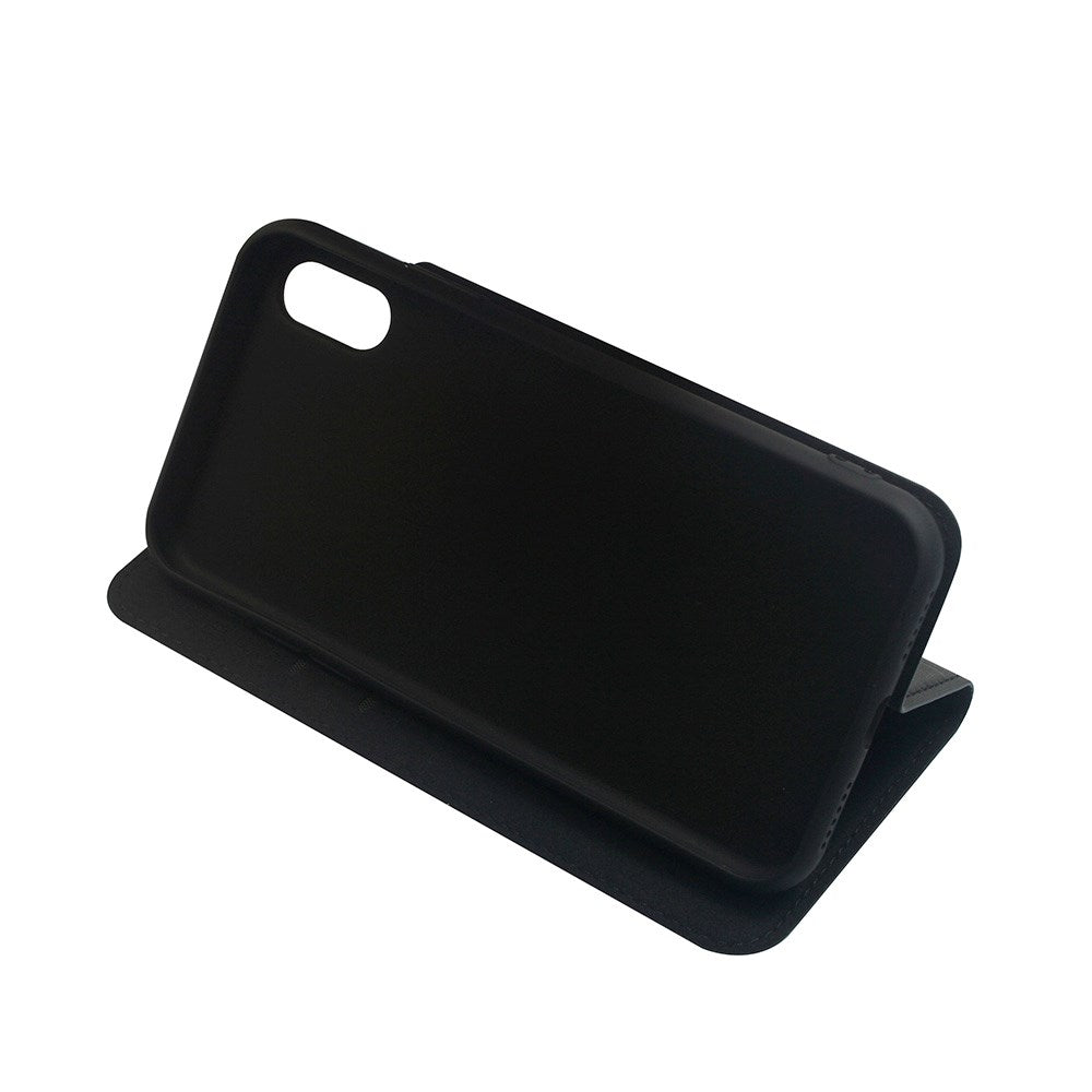 GreenMind iPhone XS Max Kunstskinn Flip Deksel m. Kortholder & Ståfunksjon - Svart