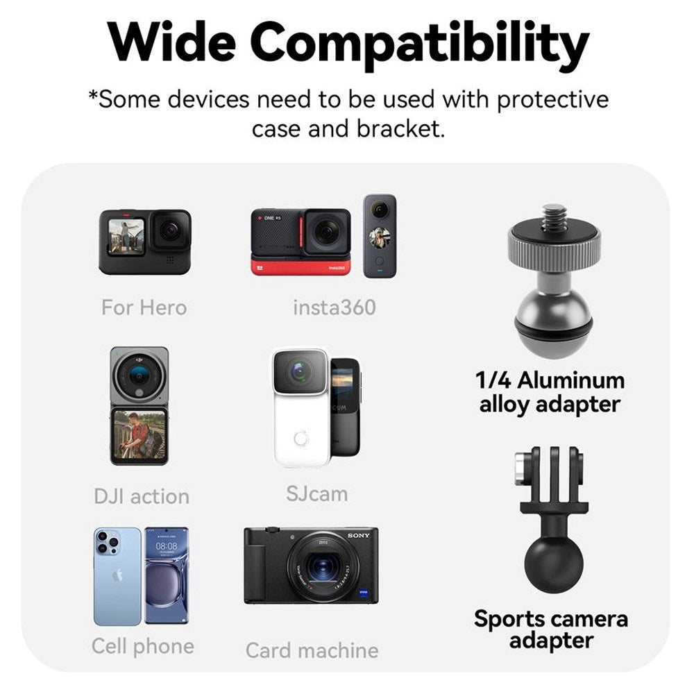 TELESIN Monteringsklemme for Actionkamera & Smarttelefon - Svart / Grå