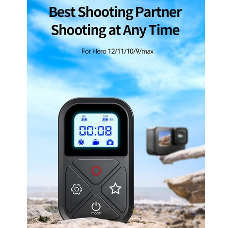 TELESIN Fjernkontroll for GoPro Hero 8 / 9 / 10 / 11 / 12 / 13 / Max & Smarttelefoner - Svart